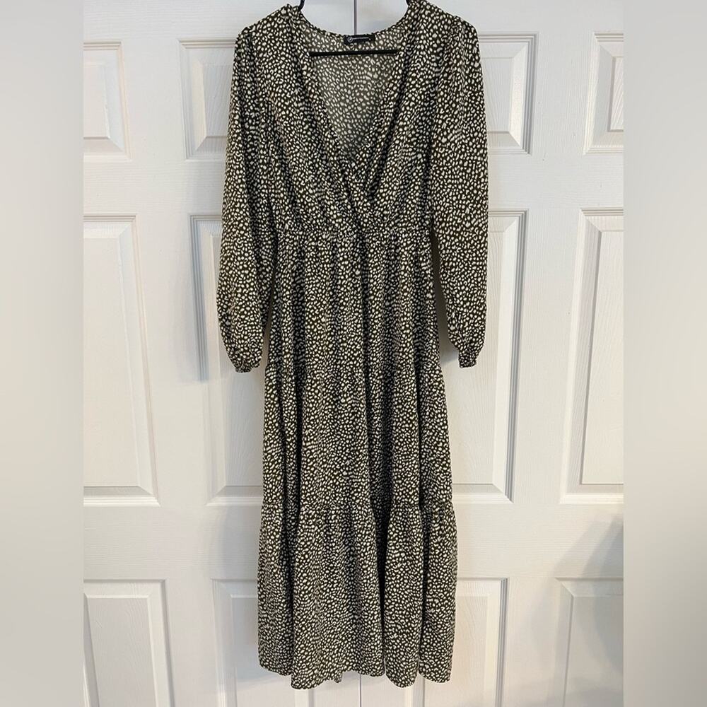 PRETTYGARDEN Fall Long Sleeve Wrap Style V Neck Ruffle Maxi Dress - Picture 3 of 8